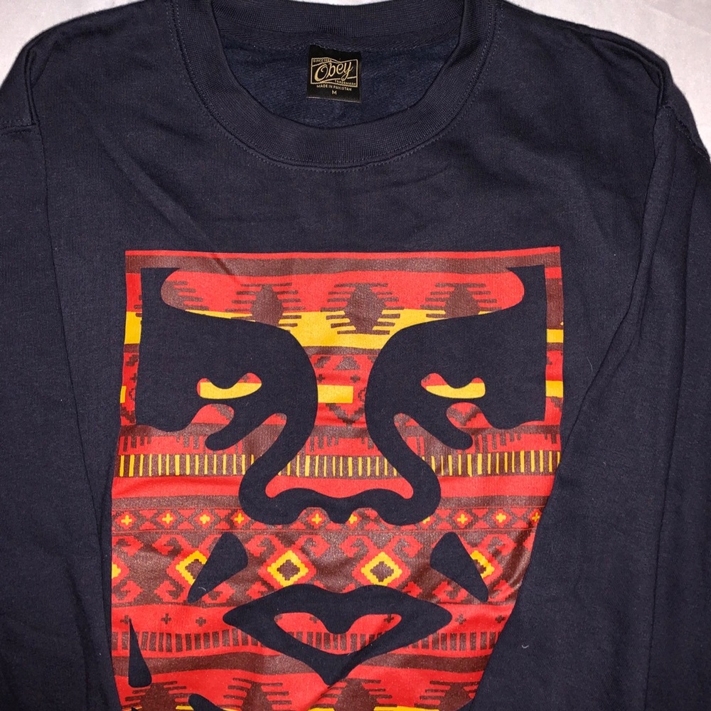 Obey Andre The Giant Face Logo Aztec Crewneck